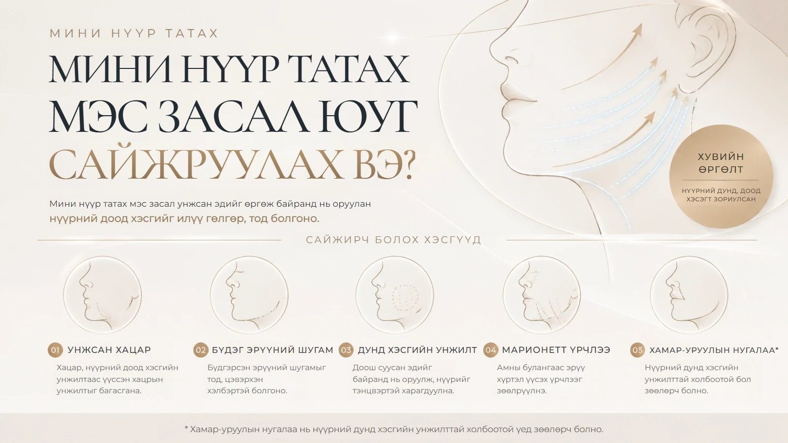 Мини нүүр татах мэс заслаар сайжруулж болох хэсгүүд